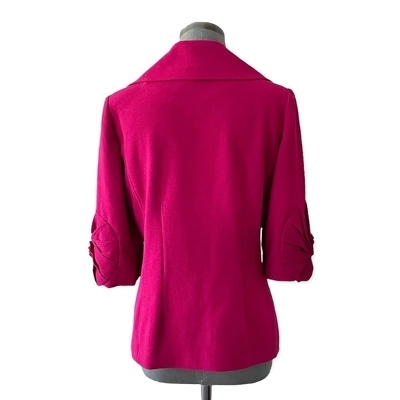SIMPLY. CHLOE DAO Magenta Origami Trim Sleeve Blazer Women’s Dress Jacket - Picture 5 of 11